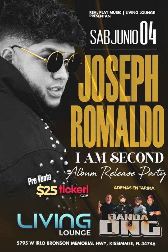 Event - Joseph Romaldo "I AM SECOND" Album Release Party - Kissimmee, Florida - June 4, 2022 | concert tickets