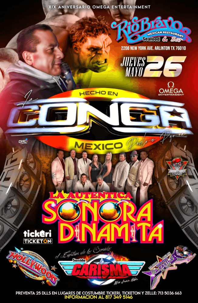 Event - LA CONGA MIX PEDRO PEREA, LA AUTENTICA SONORA DINAMITA EN VIVO ! ARLINGTON TEXAS - Arlington, Texas - May 26, 2022 | concert tickets