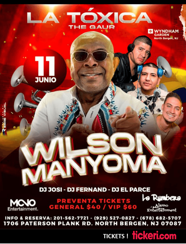 Event - Wilson Manyoma ( North Bergen, New Jersey ) Cantando Todos sus Exitos. - North Bergen, New Jersey - June 11, 2022 | concert tickets