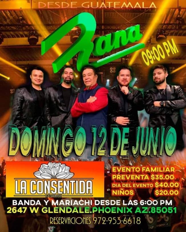 Event - GRUPO RANA EN CONCIERTO ! PHOENIX ARIZONA - Phoenix, Arizona - June 12, 2022 | concert tickets