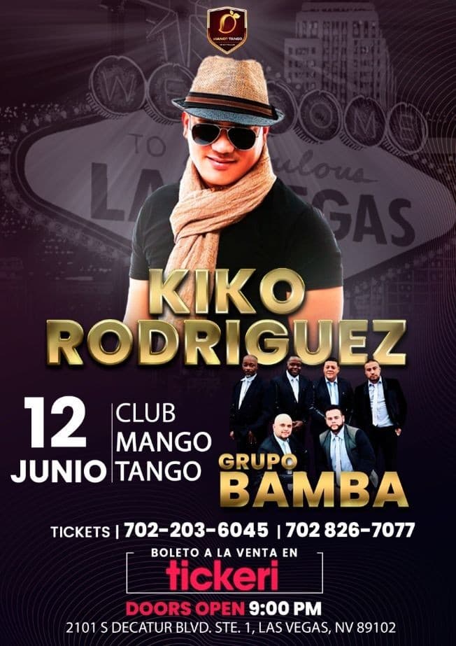 Event - KIKO RODRIGUEZ EN CONCIERTO ! LAS VEGAS NEVADA - Las Vegas, Nevada - 12 de junio de 2022 | concert tickets