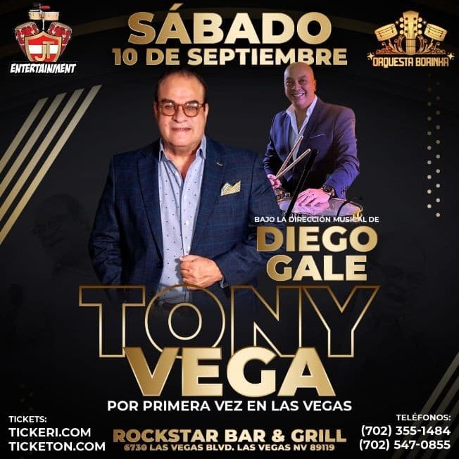 Event - TONY VEGA EN CONCIERTO ! LAS VEGAS NEVADA - Las Vegas, Nevada - September 10, 2022 | concert tickets