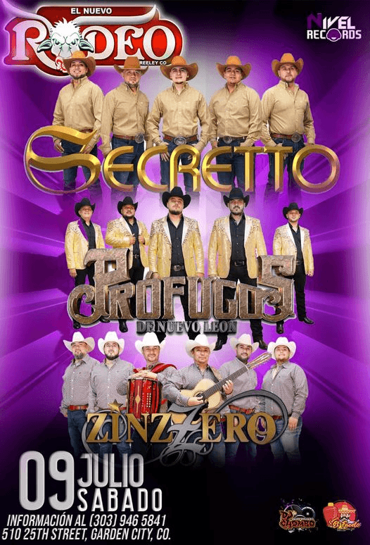 Event - SECRETTO , PROFUGOS DE NUEVO LEON , ZINZZERO EN VIVO ! GARDEN CITY COLORADO - Garden City, Colorado - July 9, 2022 | concert tickets