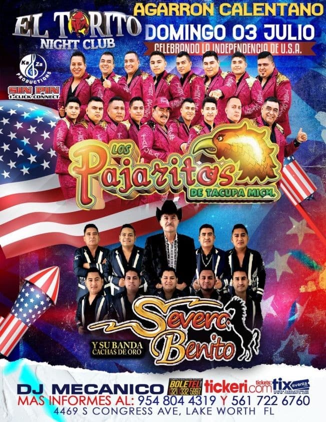 Event - LOS PAJARITOS DE TACUPA MICH , SEVERO BENITO Y SU BANDA CACHAS DE ORO EN VIVO ! LAKE WORTH FLORIDA - Lake Worth, Florida - July 3, 2022 | concert tickets