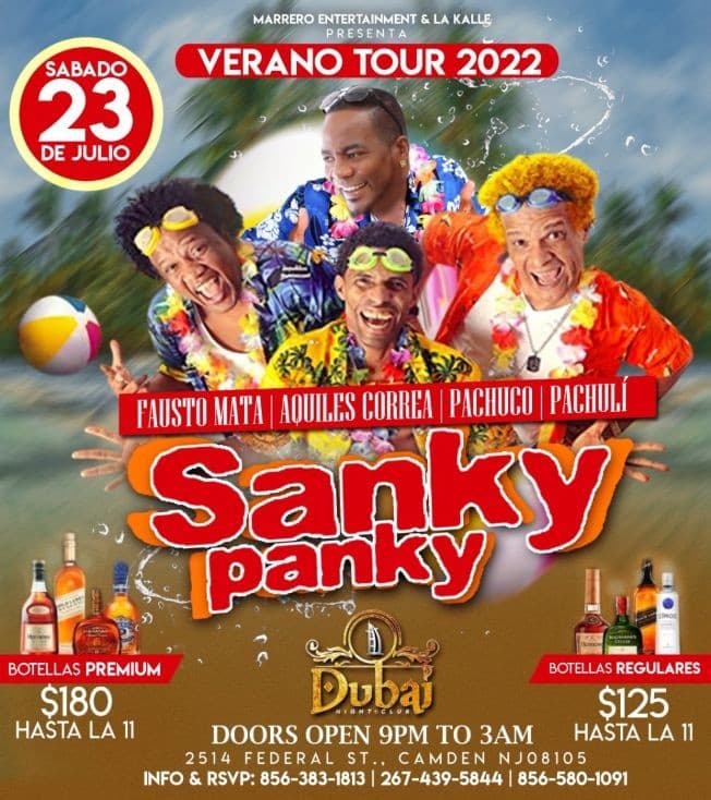 Event - FAUSTO MATA ,  AQUILES CORREA , PACHUCO ,  PACHULI, SANKY PANKY EN VIVO ! CAMDEN NEW JERSEY - Camden, New Jersey - July 23, 2022 | concert tickets