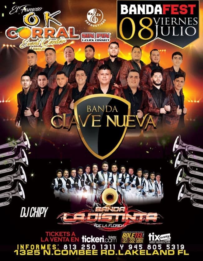 Event - BANDA CLAVE NUEVA , BANDA LA DISTINTA DE FLORIDA EN VIVO ! LAKELAND FLORIDA - Lakeland, Florida - July 8, 2022 | concert tickets