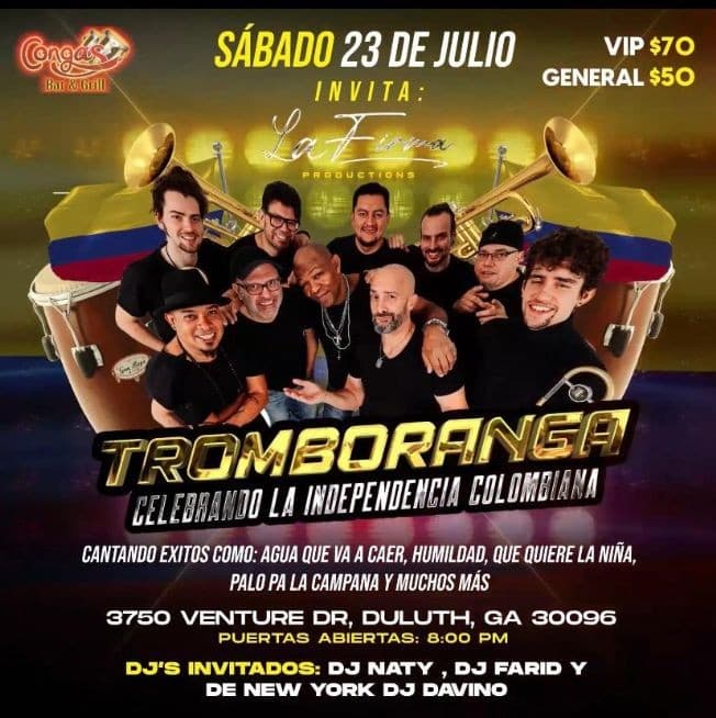 Event - TROMBORANGA WORLD TOUR Celebrando Independencia Colombiana - Duluth, Georgia - July 23, 2022 | concert tickets