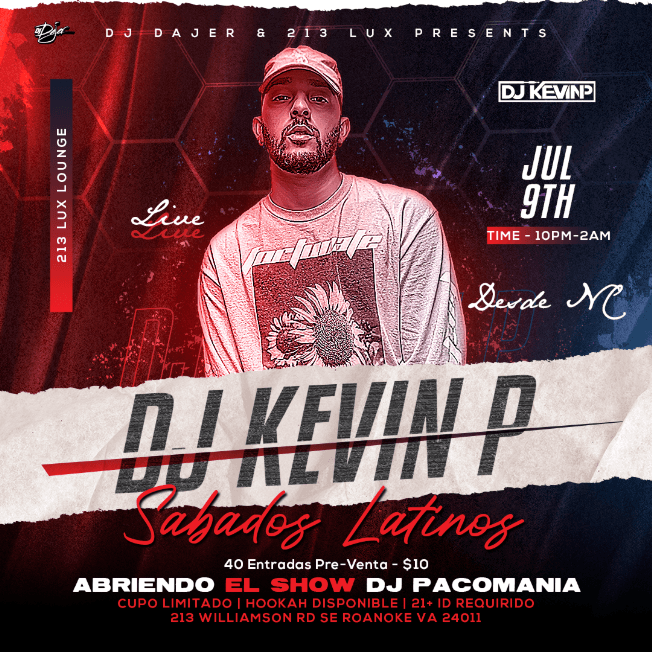 Event - Dj Kevin P @ 213 Lux Lounge - Roanoke, Virginia - July 9, 2022 | concert tickets