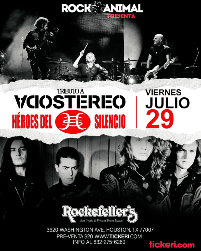 Event - TRIBUTO SODA STEREO & HEROES DEL SILENCIO , HOUSTON TEXAS - Houston, Texas - July 29, 2022 | concert tickets