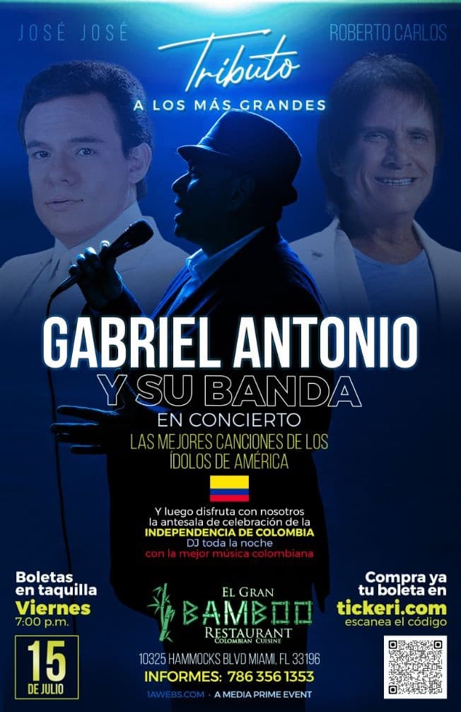 Event - Gabriel Antonio, Tributo a los mas grandes! - Miami, Florida - July 15, 2022 | concert tickets