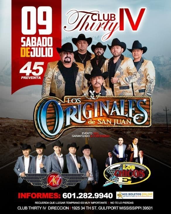 Event - LOS ORIGINALES DE SAN JUAN - AK7 - LOS CHICOS E EN CONCIERTO ! GULFPORT MISSISSIPPI - Gulfport, Mississippi - July 9, 2022 | concert tickets