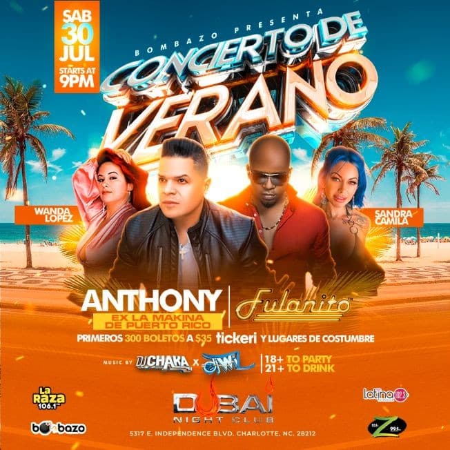 Event - Fulanito y Anthony Ex La Makina de Puerto Rico - Charlotte, North Carolina - July 30, 2022 | concert tickets