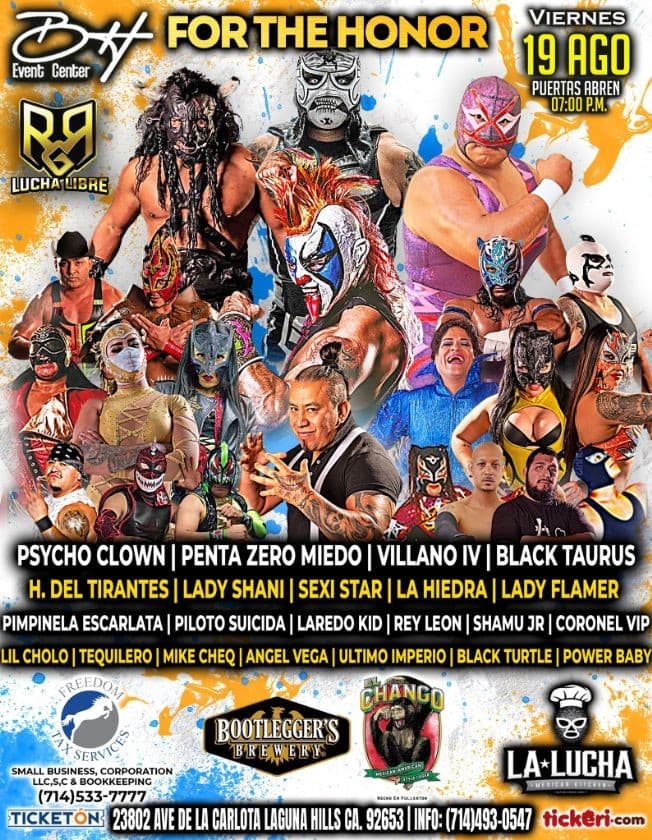 Event - RGR LUCHA LIBRE FOR THE HONOR , LAGUNA HILLS CALIFORNIA - Laguna Hills, California - August 19, 2022 | concert tickets