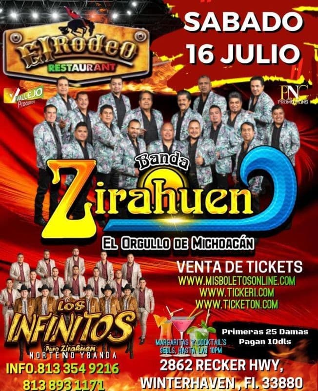 Event - BANDA ZIRAHUEN EL ORGULLO DE MICHOACAN , LOS INFINITOS PURO ZIRAHUEN EN VIVO ! WINTER HAVEN FLORIDA - Winter Haven, Florida - July 16, 2022 | concert tickets