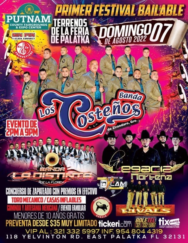 Event - BANDA LOS COSTEÑOS DE ZIRANDARO GRO. BANDA LA DISTINTA DE LA FLORIDA ,  LA  LEGACIA NORTEÑA EN VIVO ! EAST PALATKA FLORIDA - East Palatka, Florida - August 7, 2022 | concert tickets