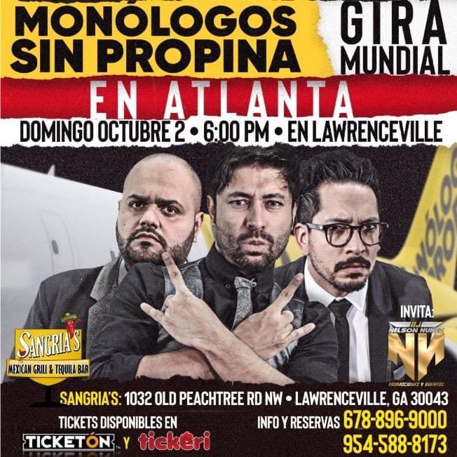 Event - MONOLOGOS SIN PROPINA EN ATLANTA  GEORGIA - Lawrenceville, Georgia - October 2, 2022 | concert tickets