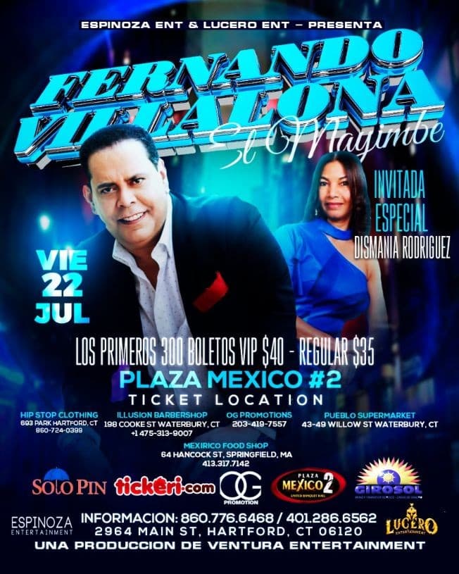 Event - FERNANDO VILLALONA EL MAYIMBE EN CONCIERTO ! HARTFORD CONNECTICUT - Hartford, Connecticut - July 22, 2022 | concert tickets