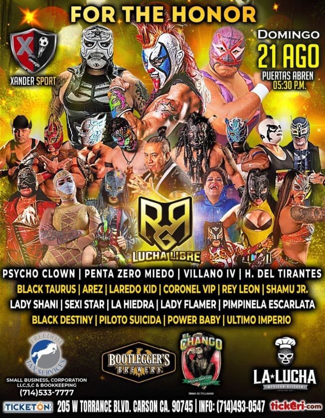 Event - RGR LUCHA LIBRE FOR THE HONOR , CARSON CALIFORNIA - Carson, California - August 21, 2022 | concert tickets