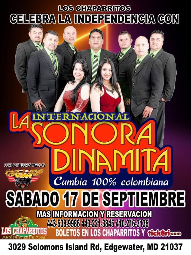 Event - La Internacional Sonora Dinamita en Chaparritos - Edgewater, Maryland - September 17, 2022 | concert tickets