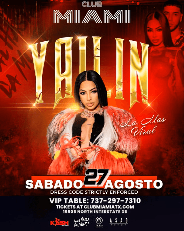 Event - Yailin la Mas Viral Concert Club Miami ATX - Pflugerville, Texas - August 27, 2022 | concert tickets