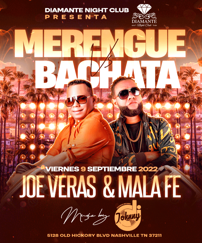 Event - Joe Veras & Mala Fe @Diamante_NightClub - Nashville, Tennessee - September 9, 2022 | concert tickets