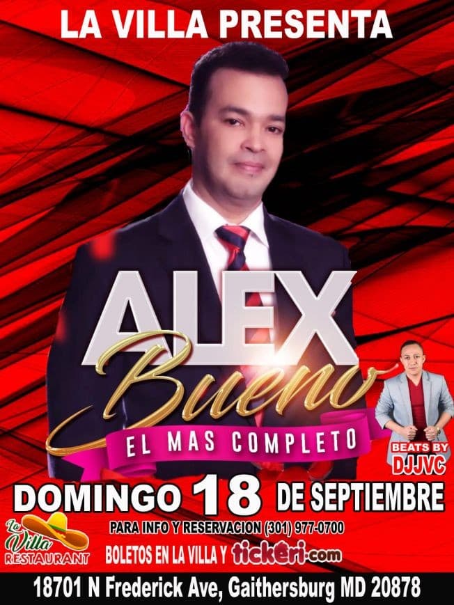 Event - ALEX BUENO EN LA VILLA DE GAITHERSBURG, MD - Gaithersburg, Maryland - September 18, 2022 | concert tickets