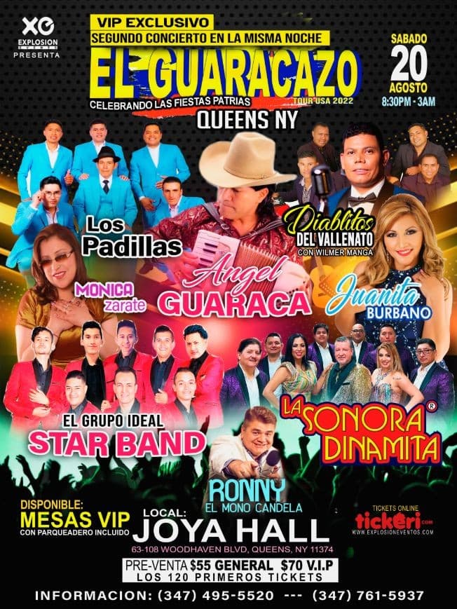 Event - QUEENS 2DO CONCIERTO LA MISMA NOCHE DEL GUARACAZO  2022 - Queens, New York - August 20, 2022 | concert tickets