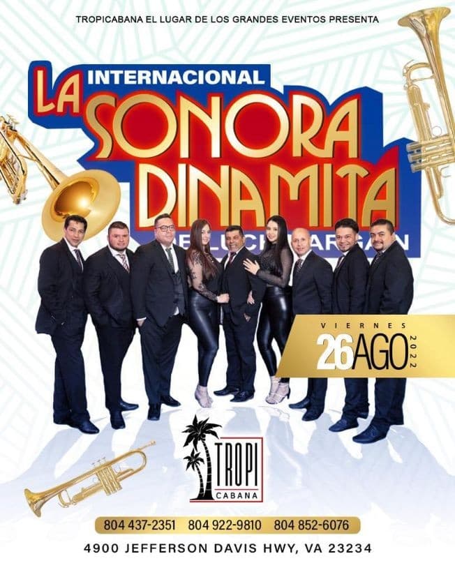 Event - LA INTERNACIONAL SONORA DINAMITA EN CONCIERTO !  RICHMOND VIRGINIA - Richmond, Virginia - August 26, 2022 | concert tickets