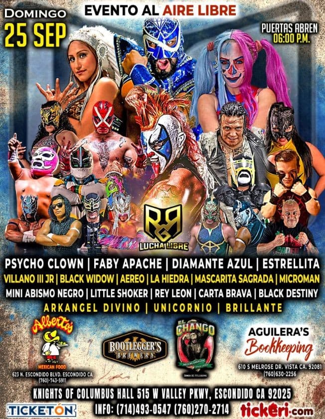 Event - LUCHA LIBRE EN VIVO !  ESCONDIDO CALIFORNIA - Escondido, California - September 25, 2022 | concert tickets