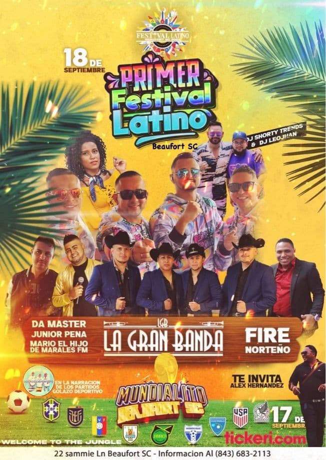 Event - PRIMER FESTIVAL LATINO EN BEAUFORT SOUTH CAROLINA - Beaufort, South Carolina - September 18, 2022 | concert tickets