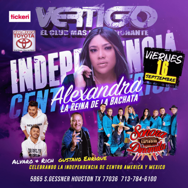 Event - ALEXANDRA LA REINA DE LA BACHATA , GUSTAVO ENRIQUE , ALVARO + RICH , SONORA DINAMITA EXPLOSIVA EN VIVO ! HOUSTON TEXAS - Houston, Texas - September 16, 2022 | concert tickets