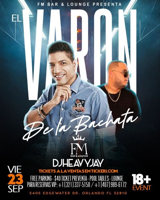 Event - EL VARON DE LA BACHATA EN ORLANDO - Orlando, Florida - September 23, 2022 | concert tickets