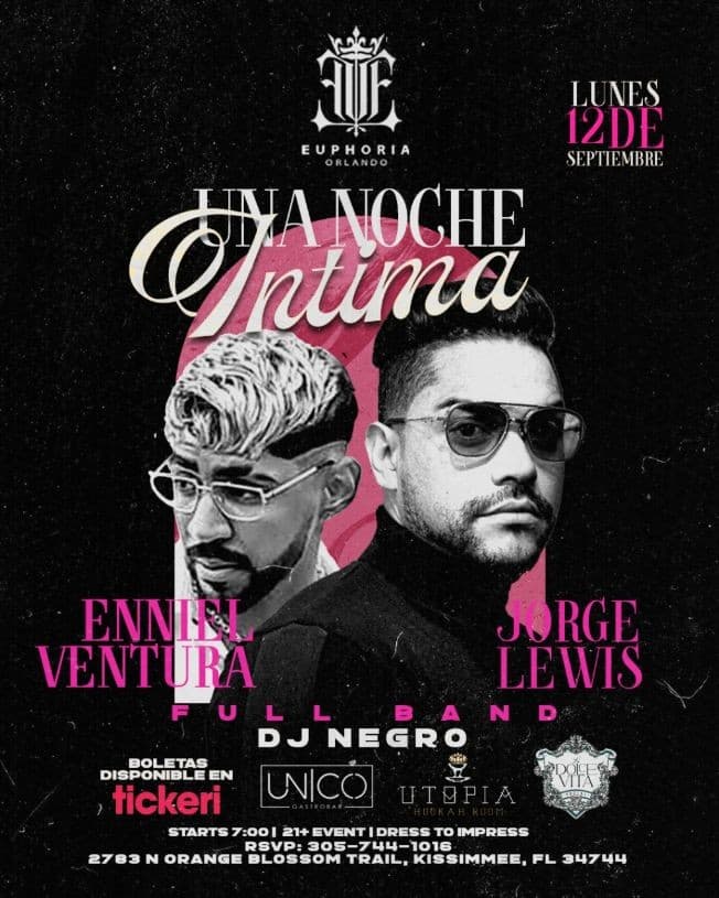 Event - Una Noche Intima Con Jorge Lewis y Enniel Ventura - Kissimmee, Florida - September 12, 2022 | concert tickets