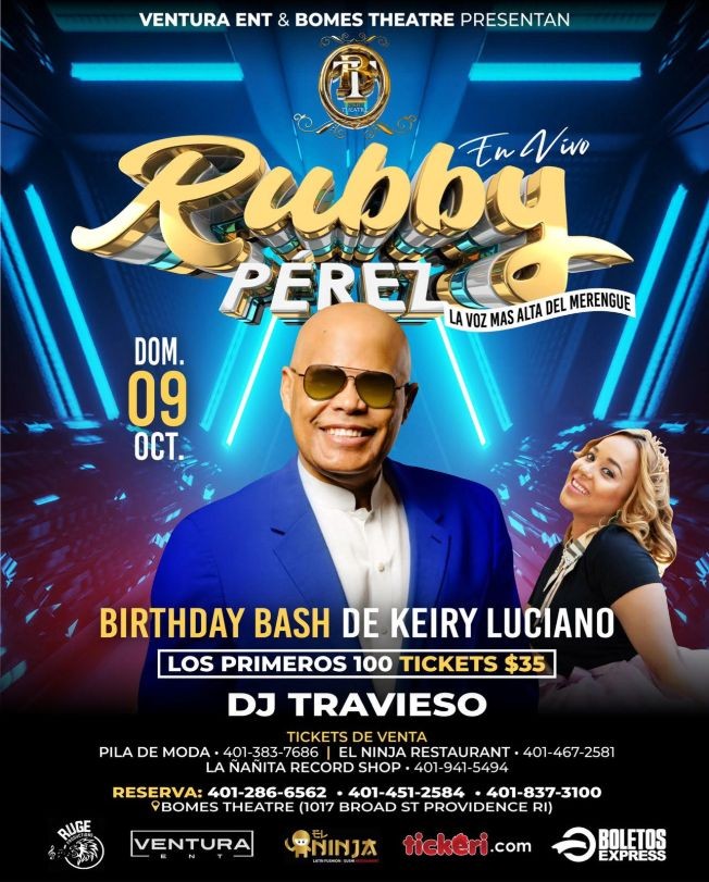 Event - RUBBY PEREZ EN VIVO! BOMES THEATRE | PROVIDENCE RI - Providence, Rhode Island - October 9, 2022 | concert tickets