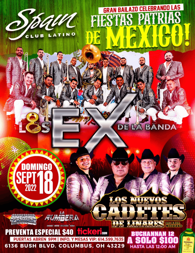 Event - LOS EX DE LA BANDA , LOS NUEVOS CADETES DE LINARES EN VIVO ! COLUMBUS OHIO - Columbus, Ohio - September 18, 2022 | concert tickets