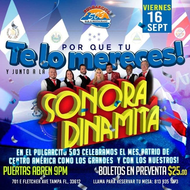 Event - Sonora Dinamita celebrando el mes patrio - Tampa, Florida - September 16, 2022 | concert tickets