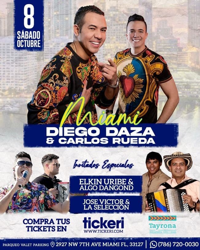 Event - DIEGO DAZA Y CARLOS RUEDA EN CONCIERTO ! MIAMI FLORIDA - Miami, Florida - October 8, 2022 | concert tickets