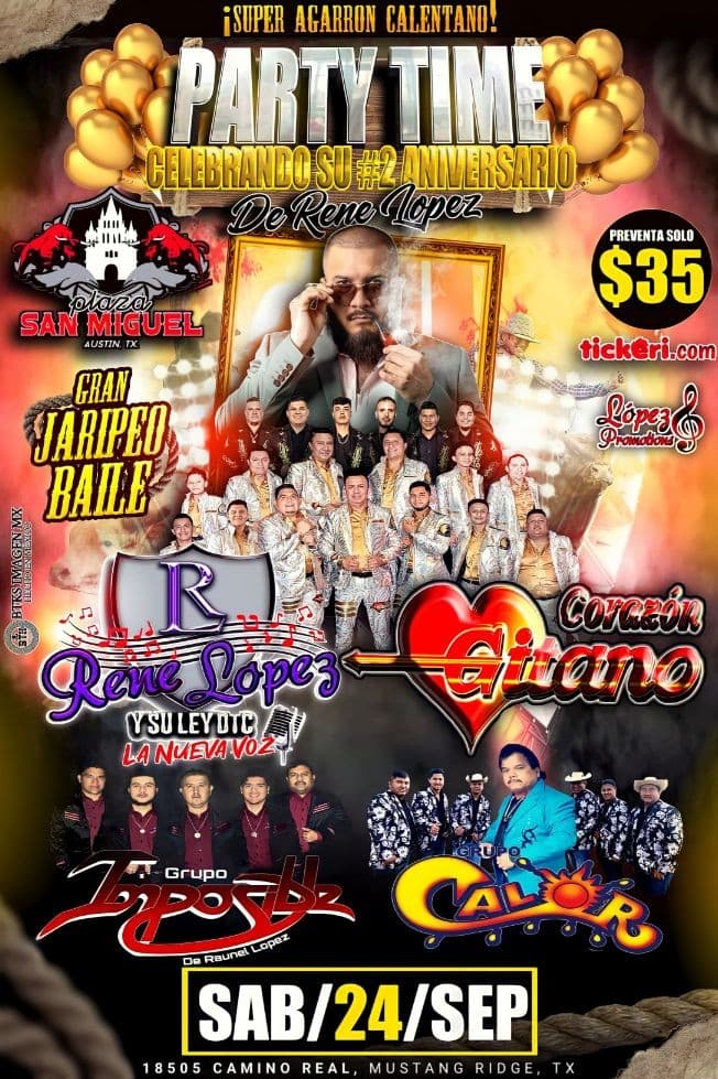 Event - Party Time Jaripeo Baile Rene Lopez Corazon Gitano Plaza San Miguel - Dale, Texas - September 24, 2022 | concert tickets