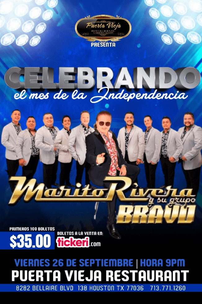 Event - MARITO RIVERA Y SU GRUPO BRAVO EN CONCIERTO ! HOUSTON TEXAS - Houston, Texas - September 26, 2022 | concert tickets