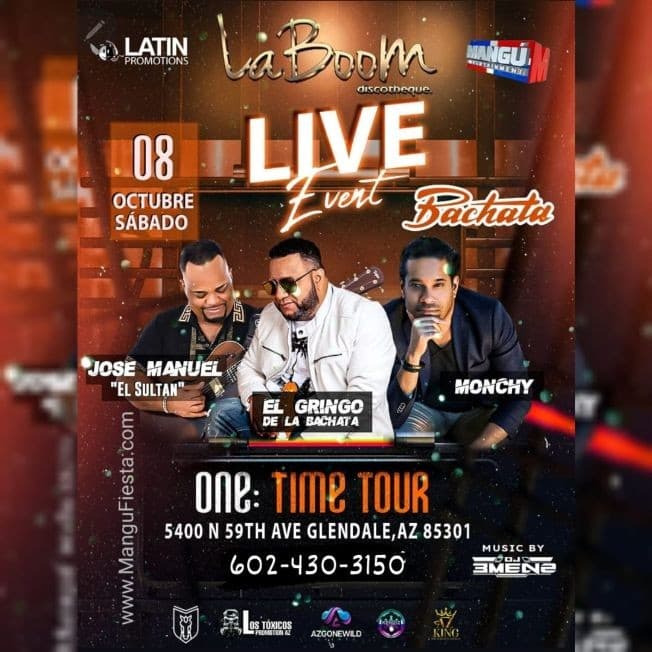 Event - Bachata: On Time Tour (Monchy "De Monchy & Alexandra), El Gringo de la Bachata & Jose Manuel "El Sultan") - Glendale, Arizona - October 8, 2022 | concert tickets