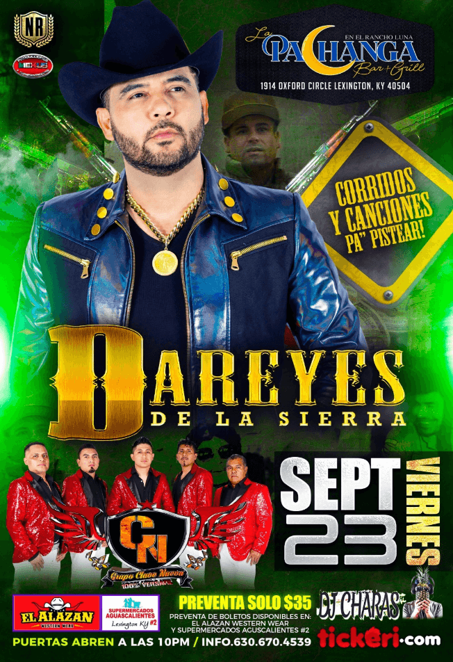 Event - DAREYES DE LA SIERRA EN CONCIERTO ! LEXINGTON KENTUCKY - Lexington, Kentucky - September 23, 2022 | concert tickets