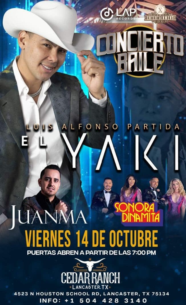 Event - EL YAKI Y LA SONORA DINAMITA EN LANCASTER TX - Lancaster, Texas - October 14, 2022 | concert tickets