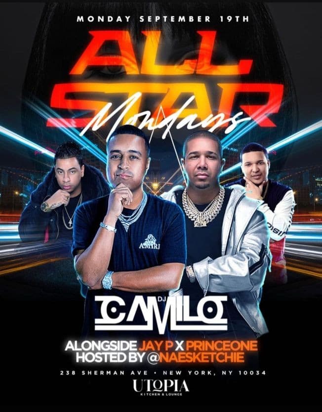 Event - Grand Opening All Star Mondays DJ Camilo Live At Utopia Lounge - New York, New York - September 19, 2022 | concert tickets