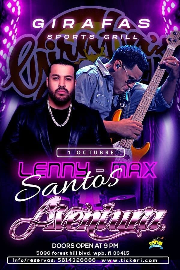 Event - AVENTURA (Bachata) - Lenny & Max Santos LIVE en West Palm Beach - West Palm Beach, Florida - October 1, 2022 | concert tickets