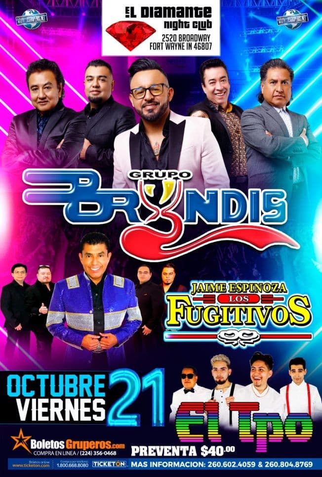 Event - Grupo Bryndis Los Fugitivos Grupo El Tiempo - Fort Wayne, Indiana - October 21, 2022 | concert tickets