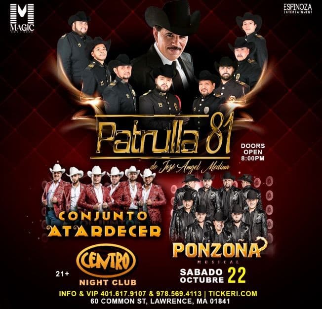 Event - Patrulla 81 • Conjunto Atardecer y Ponzoña Musical en Lawrence, MA - Lawrence, Massachusetts - 22 de octubre de 2022 | concert tickets