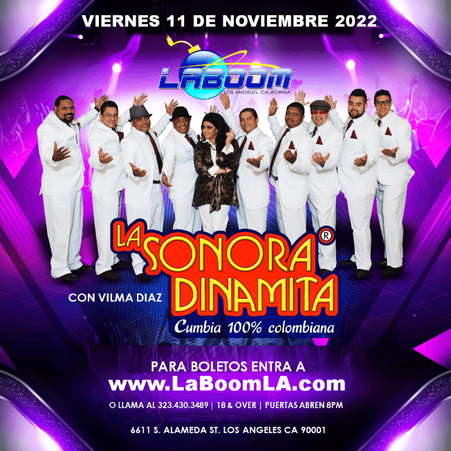 Event - LA SONORA DINAMITA en La Boom de Los Angeles! - Los Angeles, California - November 11, 2022 | concert tickets