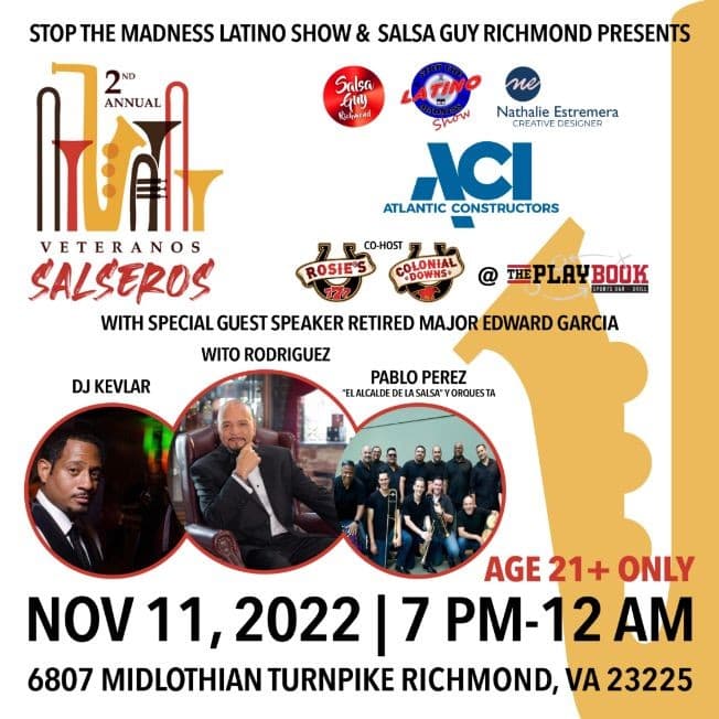 Event - 2ND ANNUAL SALSA VETERAN DANCE Veteranos Salseros Celebration - Richmond, Virginia - November 11, 2022 | concert tickets