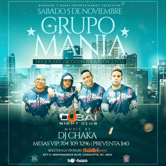 Event - GRUPO MANIA EN VIVO DESDE PUERTO RICO - Charlotte, North Carolina - November 5, 2022 | concert tickets