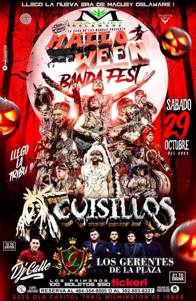 Event - BANDA CUISILLOS - LOS GERENTES DE LA PLAZA HALLOWEEN BANDA-FEST! - Wilmington, Delaware - October 29, 2022 | concert tickets